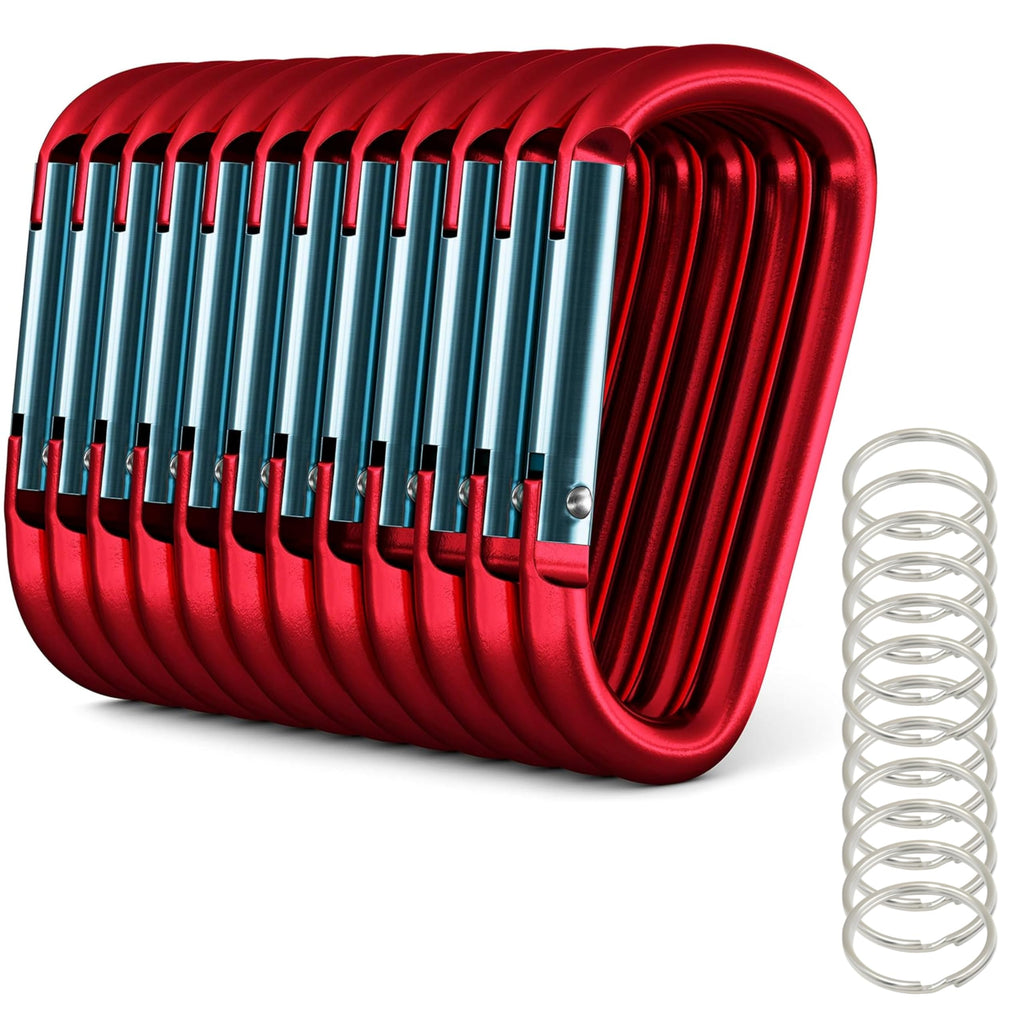 Gold Lion Gear Red Carabiner 3 Inch Strong Clip - 12 Pack Red Clips for Keychains Hiking and Outdoor Use - Lightweight Durable Aluminum for Versatile Indoor and Outdoor Applications