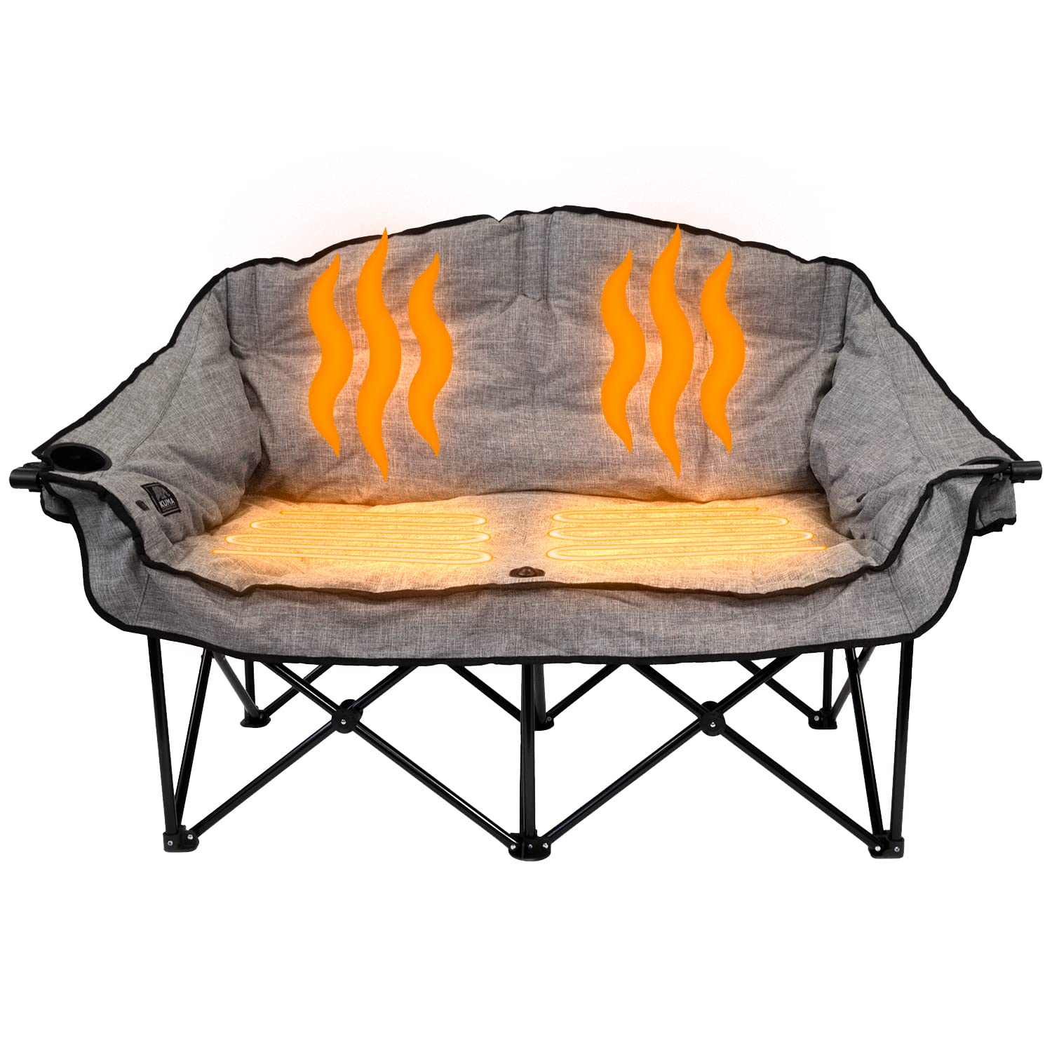 Kuma Outdoor Gear Bear Buddy/Double Chair with Carry Bag Ultimate Portable Luxury Outdoor Heated Camping Loveseat for Glamping Sports & Outdoor Adventures (Heather Grey)