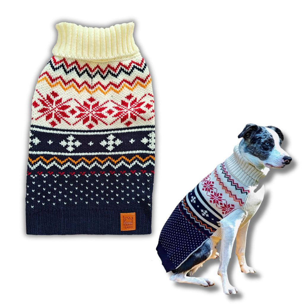 Cozy Dog Sweater for Outdoor Adventures—Breathable & Insulating Knit—Classic Fit—Backpacking Gear for Dogs—Dog Hiking Gear—Dog Camping Gear (Small Nordic)