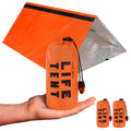 2 Pack Emergency Survival Tent Life Shelter 2 Person Mylar Tube Tents Tarp with Whistle & Paracord Year-Round All Weather Protection for Car Outdoor Hiking Camping Gear Equipment & First Aid Supplies