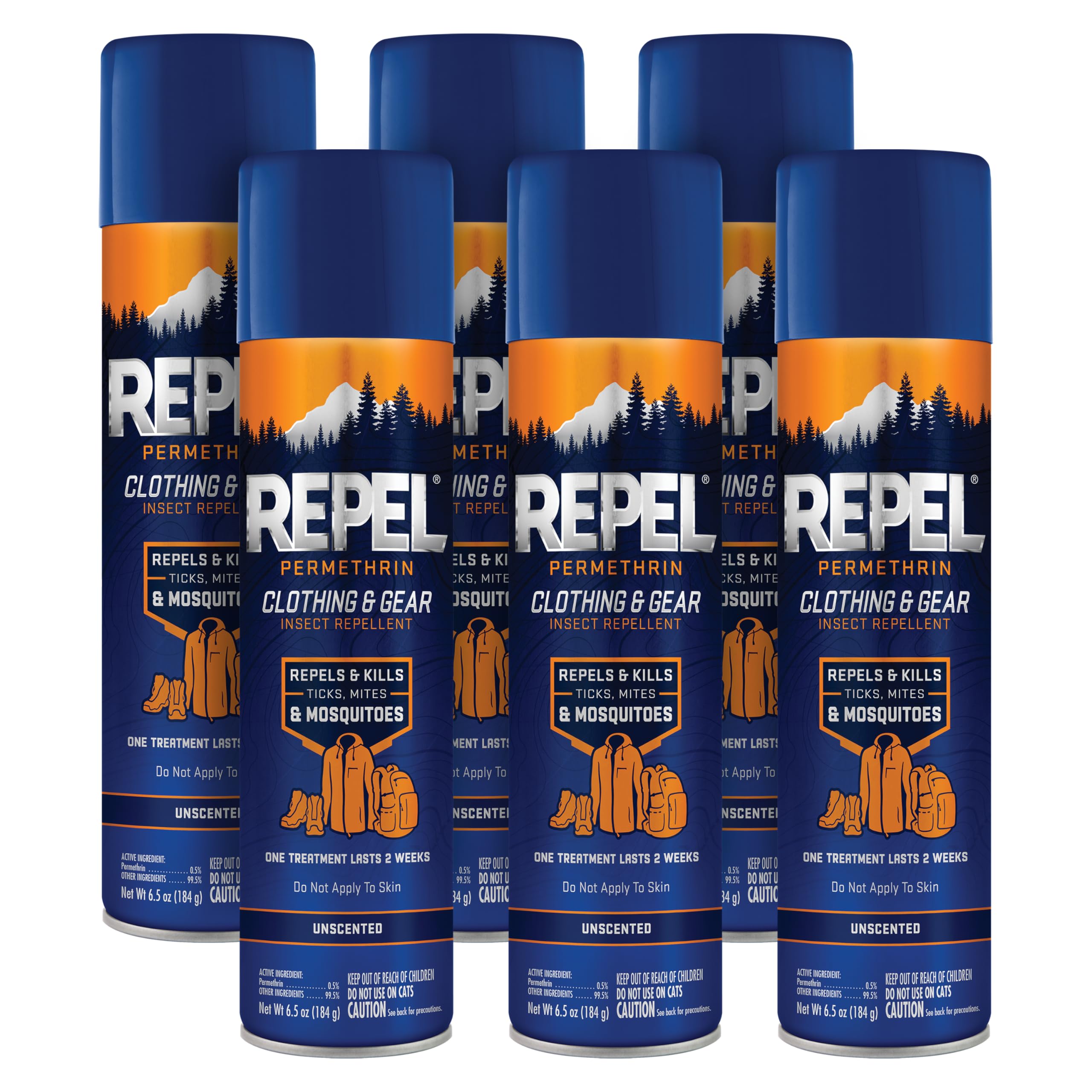 Repel Permethrin Clothing & Gear Insect Repellent Use on Outdoor Gear Tents and Sleeping Bags Repels Mosquitoes Ticks Mites (Aerosol Spray) 6.5 Fl Oz (Pack of 6)